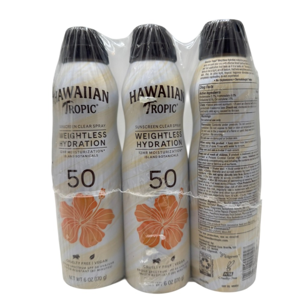 3-PACK Hawaiian Tropic Weightless Hydration Sunscreen Clear Spray SPF 70
